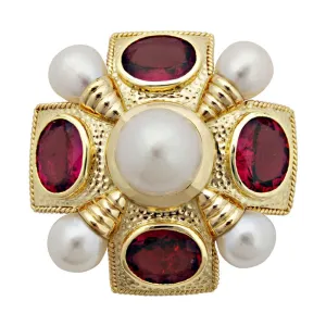 Brooch - Rubellite and Pearl