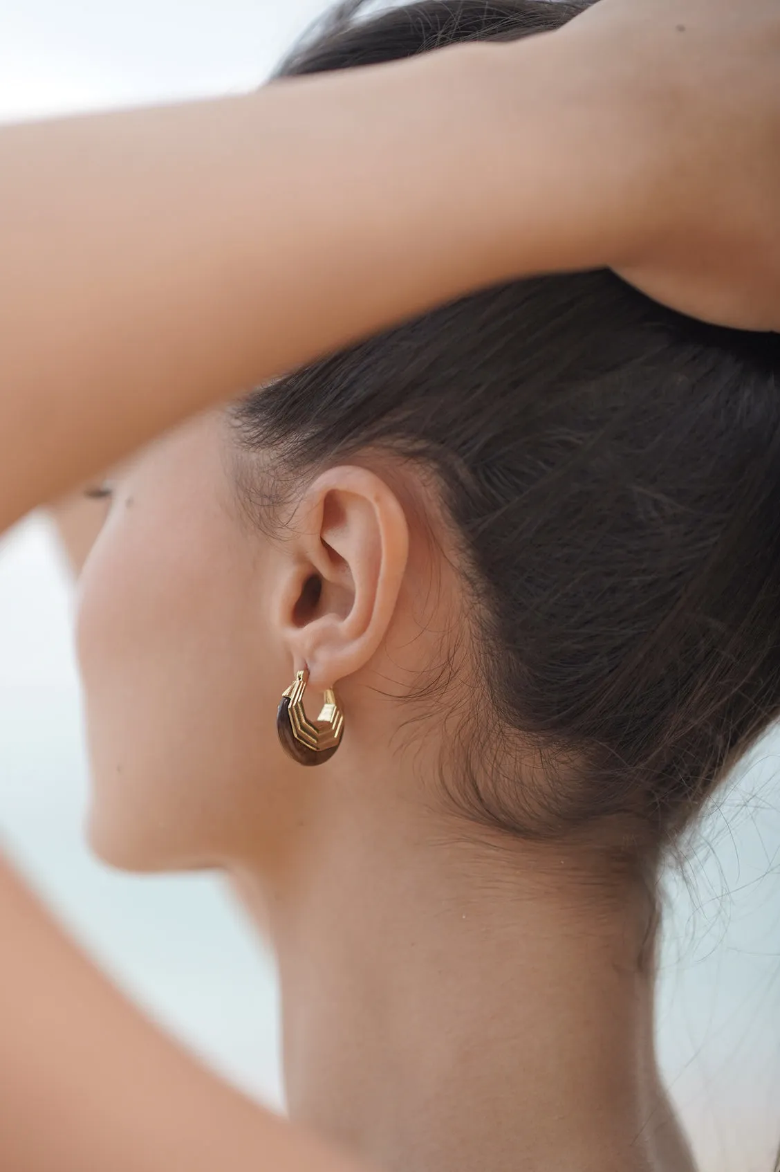 Brown Half Moon Hinge Hoops