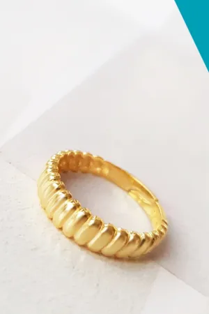 Cambered Thin Ring - 926 Sterling Silver with Gold Plating