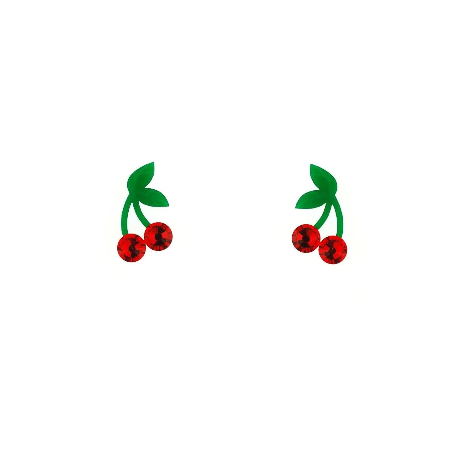 Cherry Stud Earrings with Crystal Berries