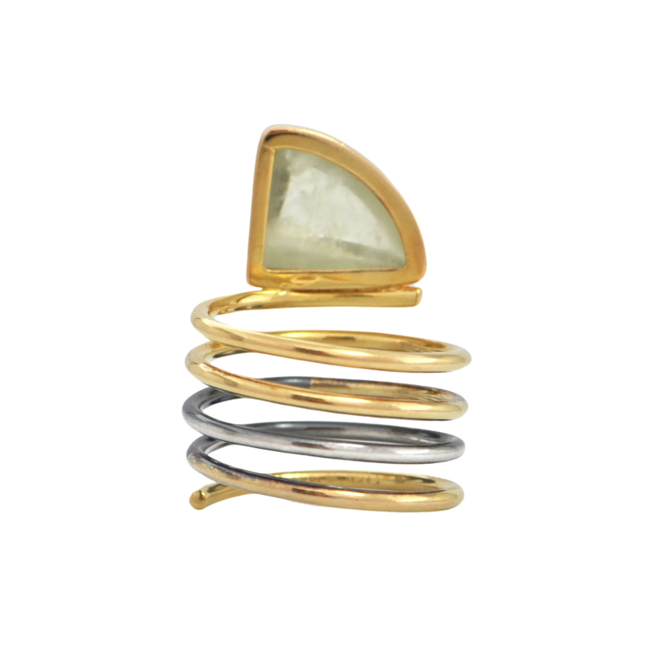Chrysoberyl 18K Gold and Sterling Silver Coil Ring