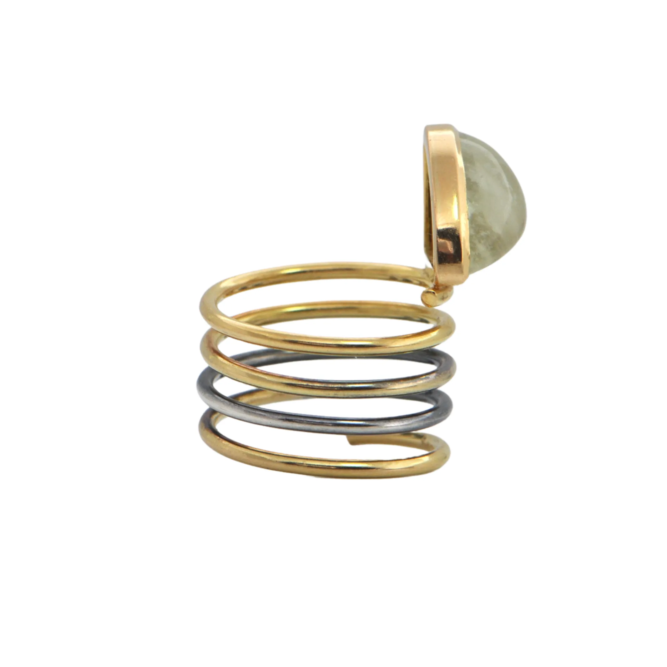 Chrysoberyl 18K Gold and Sterling Silver Coil Ring