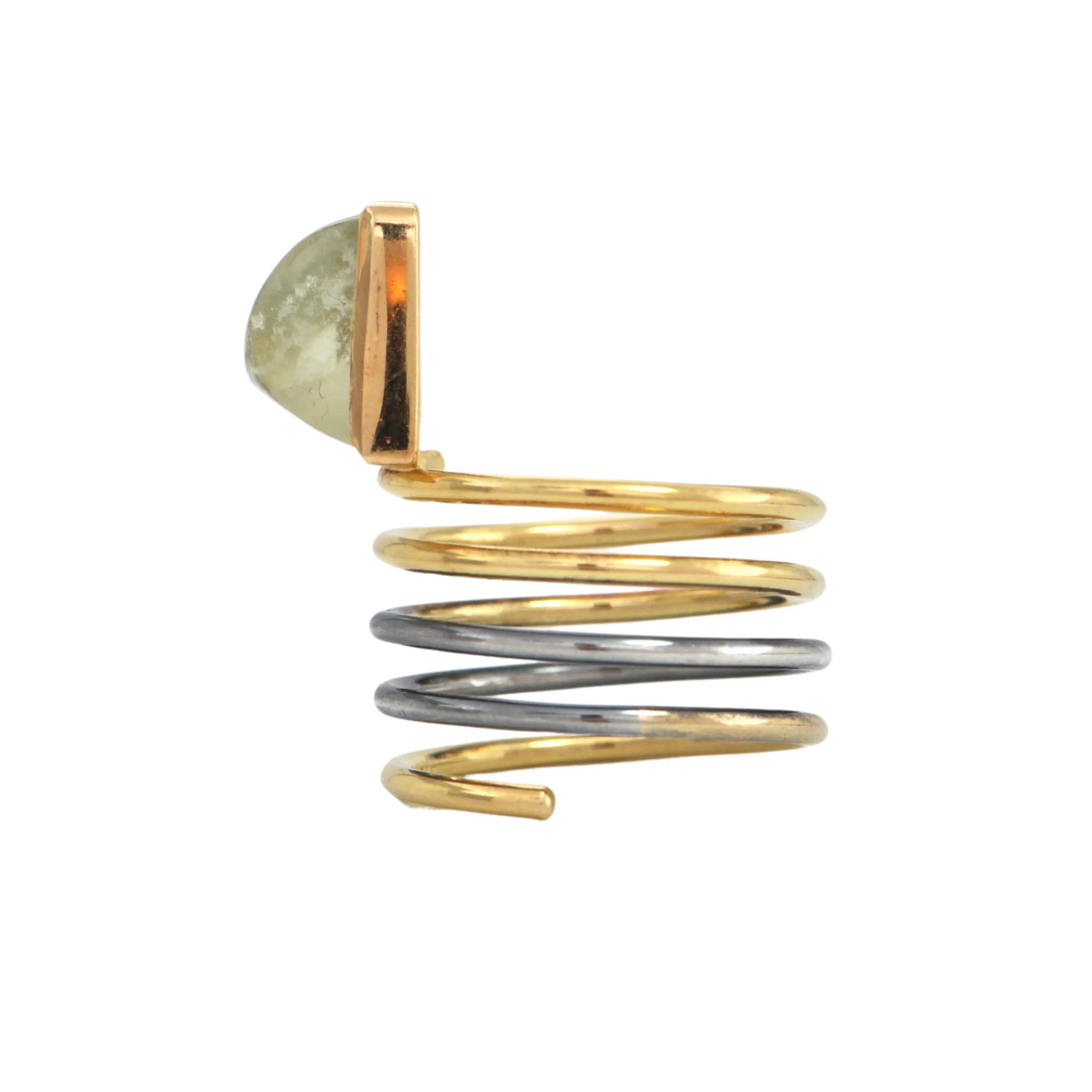 Chrysoberyl 18K Gold and Sterling Silver Coil Ring