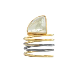 Chrysoberyl 18K Gold and Sterling Silver Coil Ring
