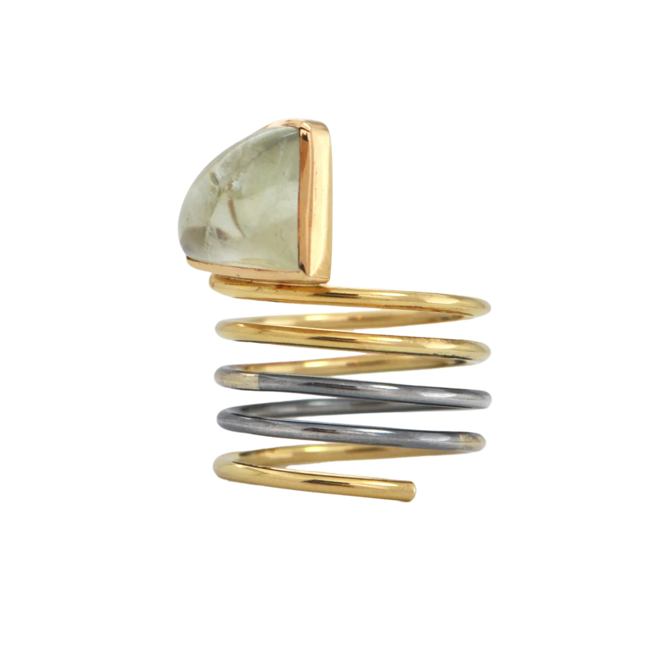 Chrysoberyl 18K Gold and Sterling Silver Coil Ring