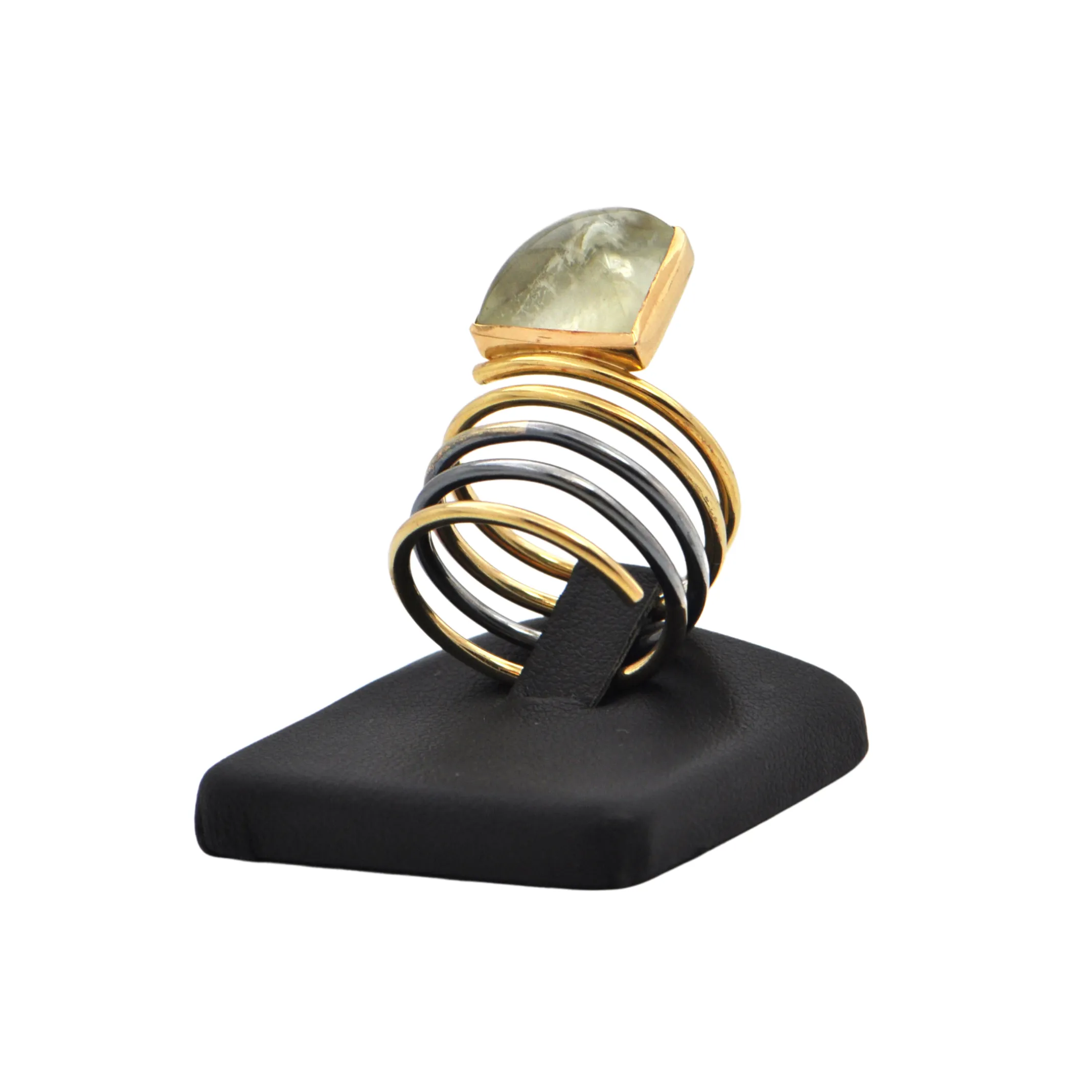 Chrysoberyl 18K Gold and Sterling Silver Coil Ring