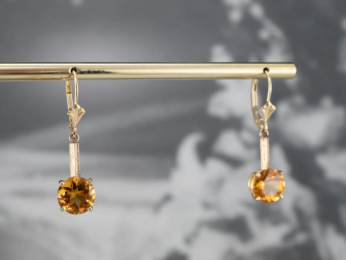 Citrine and Gold Drop Earrings