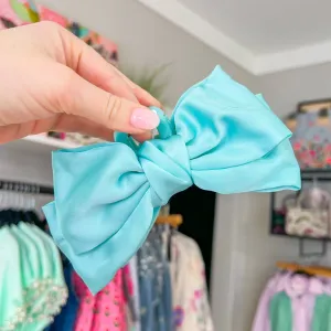 Claire Bow Clip - Aqua