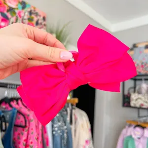 Claire Bow Clip - Hot Pink