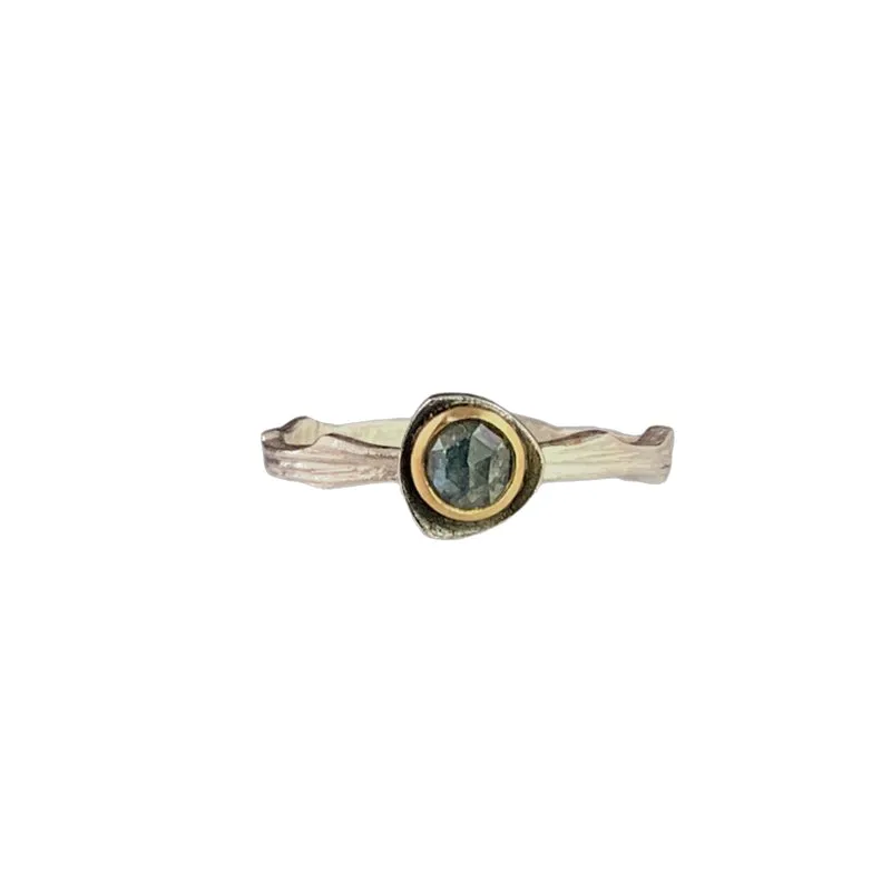 Cloud Forest Rose Cut Peridot Stacking Ring - Bright