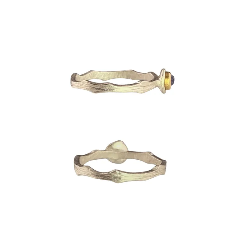 Cloud Forest Rose Cut Peridot Stacking Ring - Bright