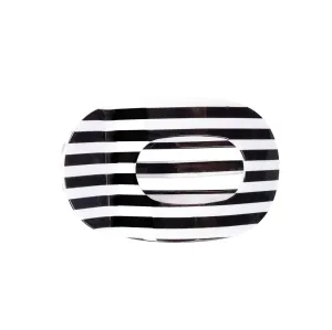 Color Block Banana Clip - Black/White Stripe