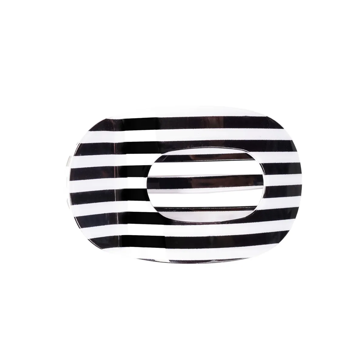 Color Block Banana Clip - Black/White Stripe
