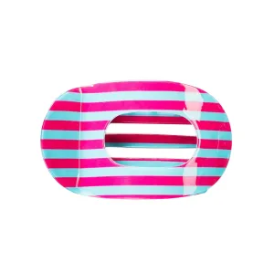 Color Block Banana Clip - Rose/Teal Stripe