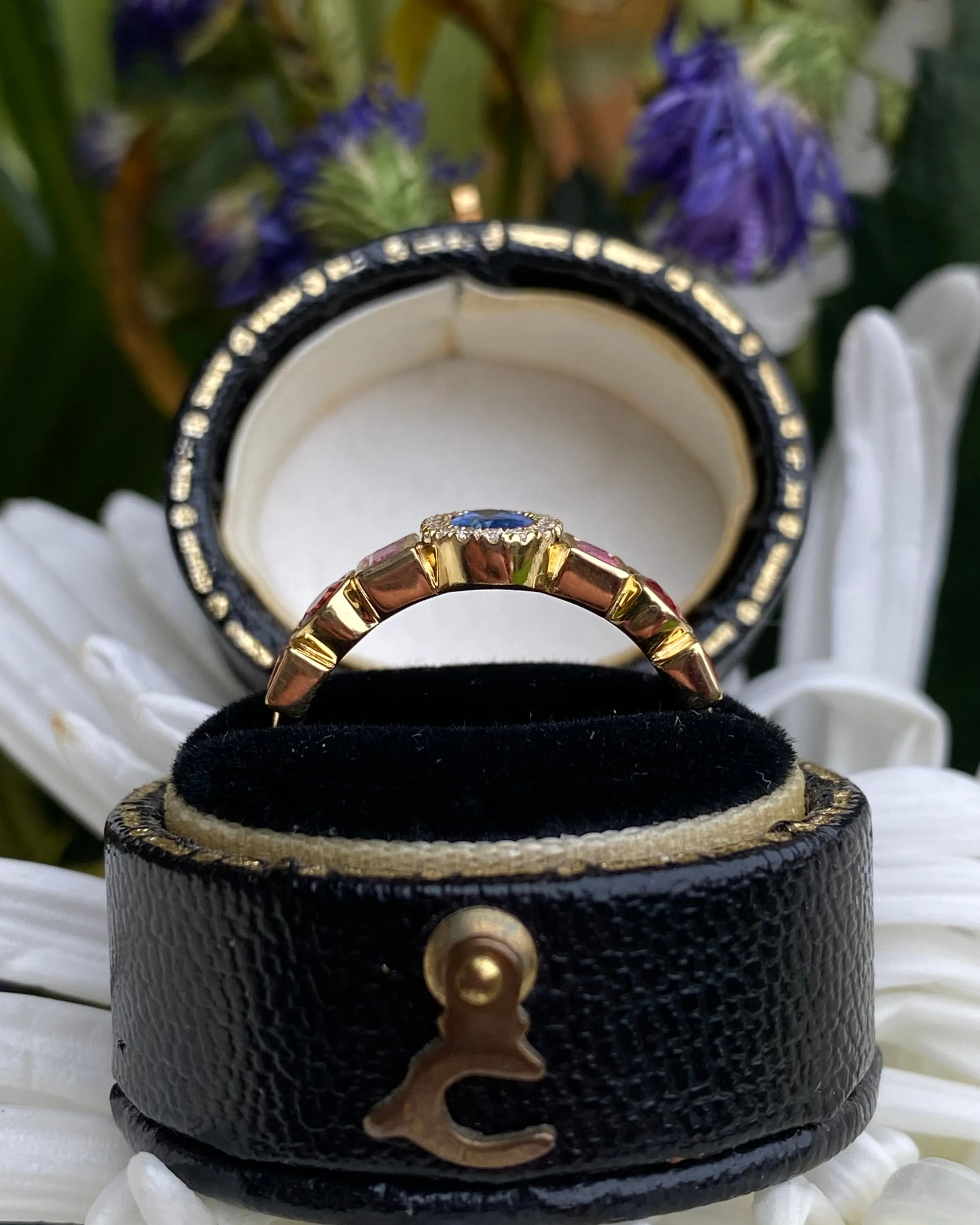 Contemporary Multi-Coloured Sapphire and Diamond Ring 18ct Yellow Gold 0.10ct   1.70ct