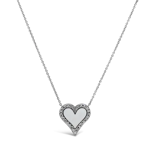 Diamond & Pink Enamel Heart Pendant