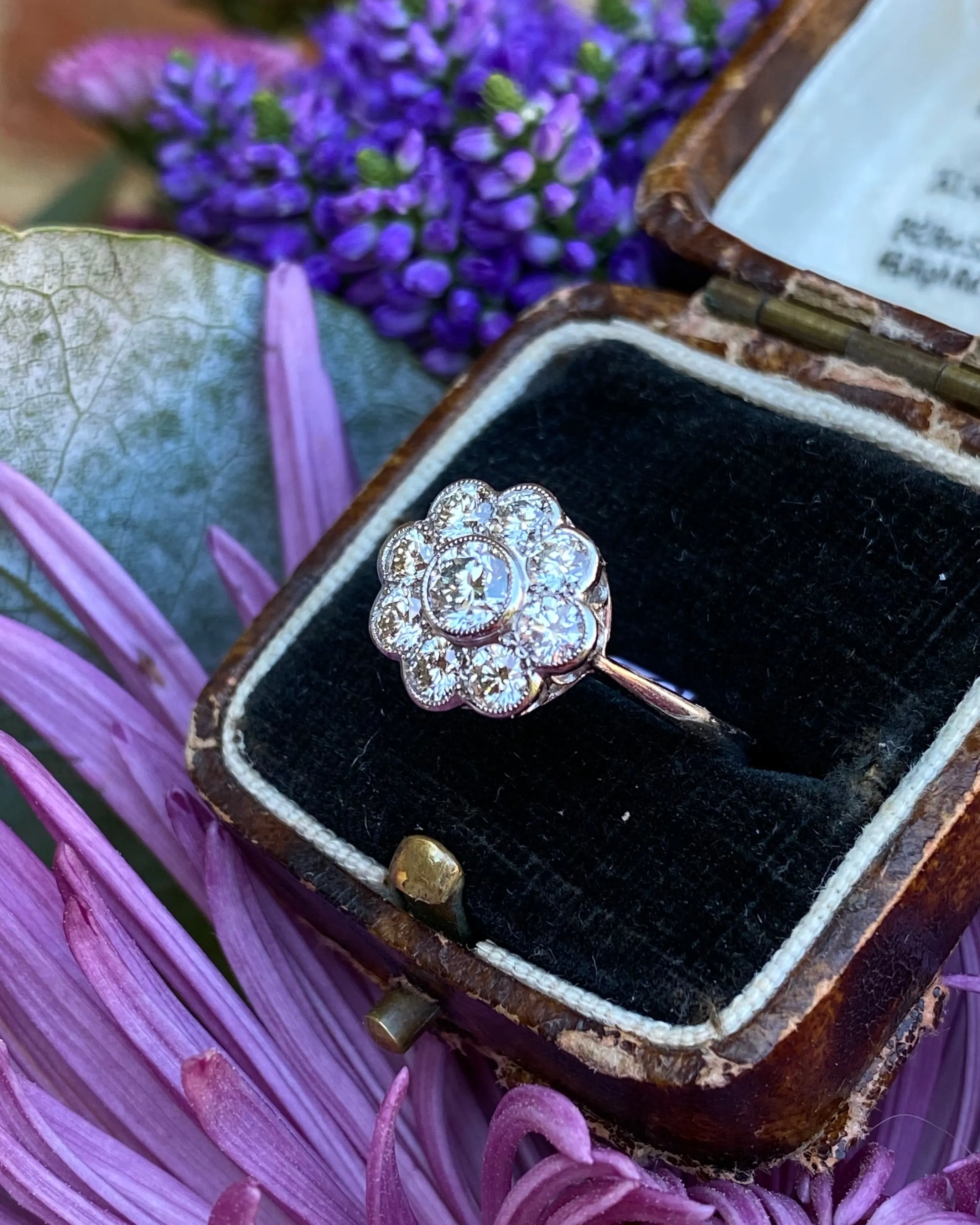 Diamond Daisy Cluster Platinum Ring 1.0ct