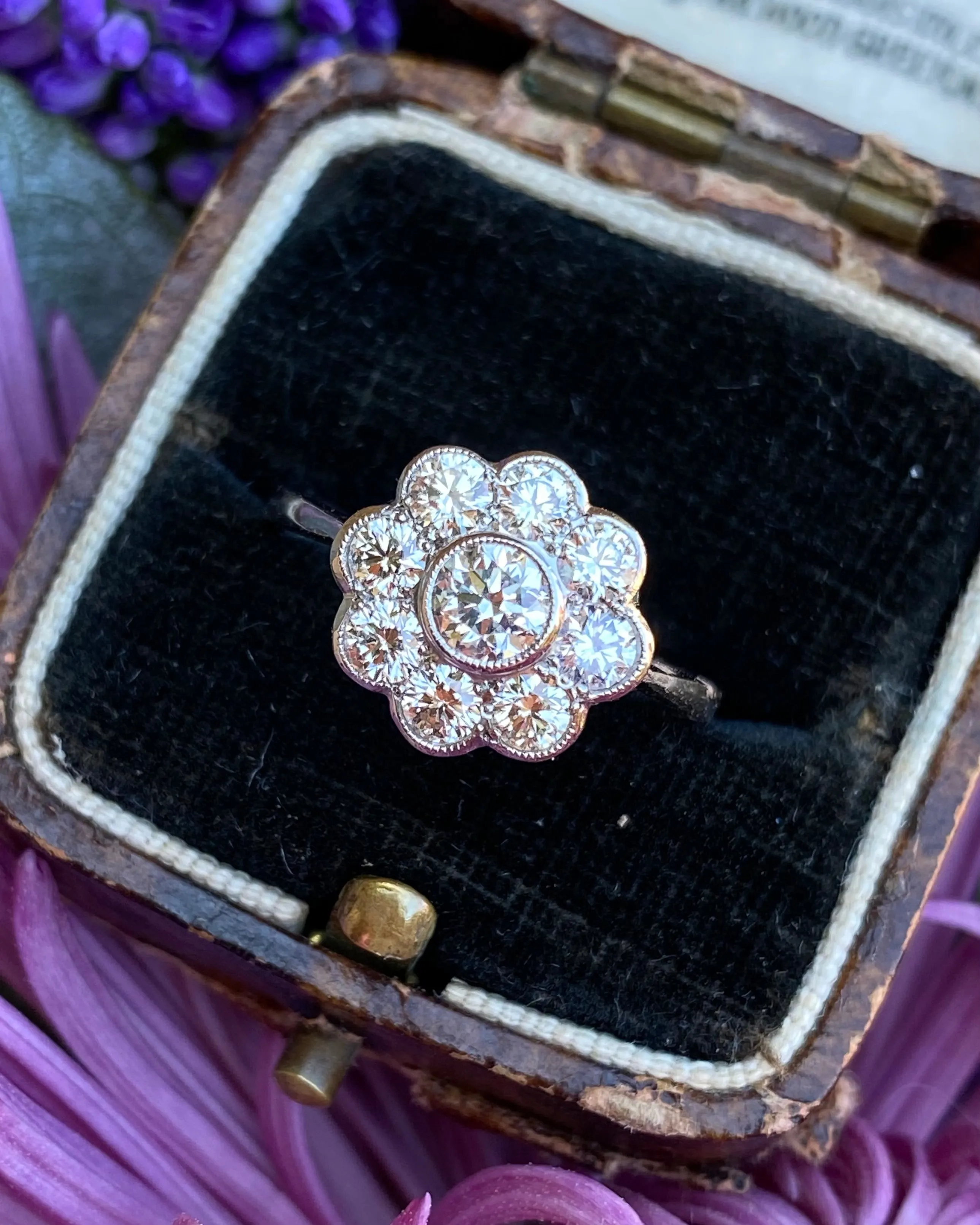 Diamond Daisy Cluster Platinum Ring 1.0ct