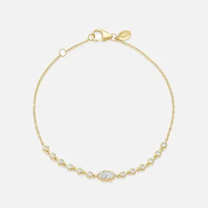 Diamond Marquise and Bezel Set Sun Ray Bracelet