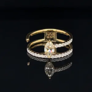 Diamond Marquise Solitaire Double Stack Engagement Ring in 18k Yellow Gold - #535 - RGDIA668180