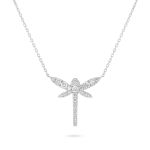 Dragonfly Diamond Pendant White Gold