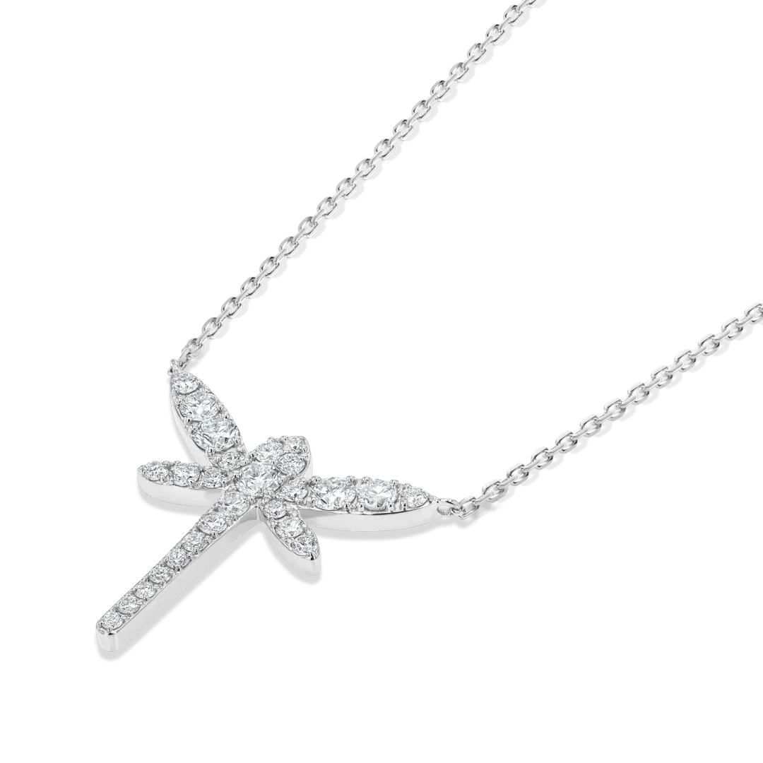 Dragonfly Diamond Pendant White Gold