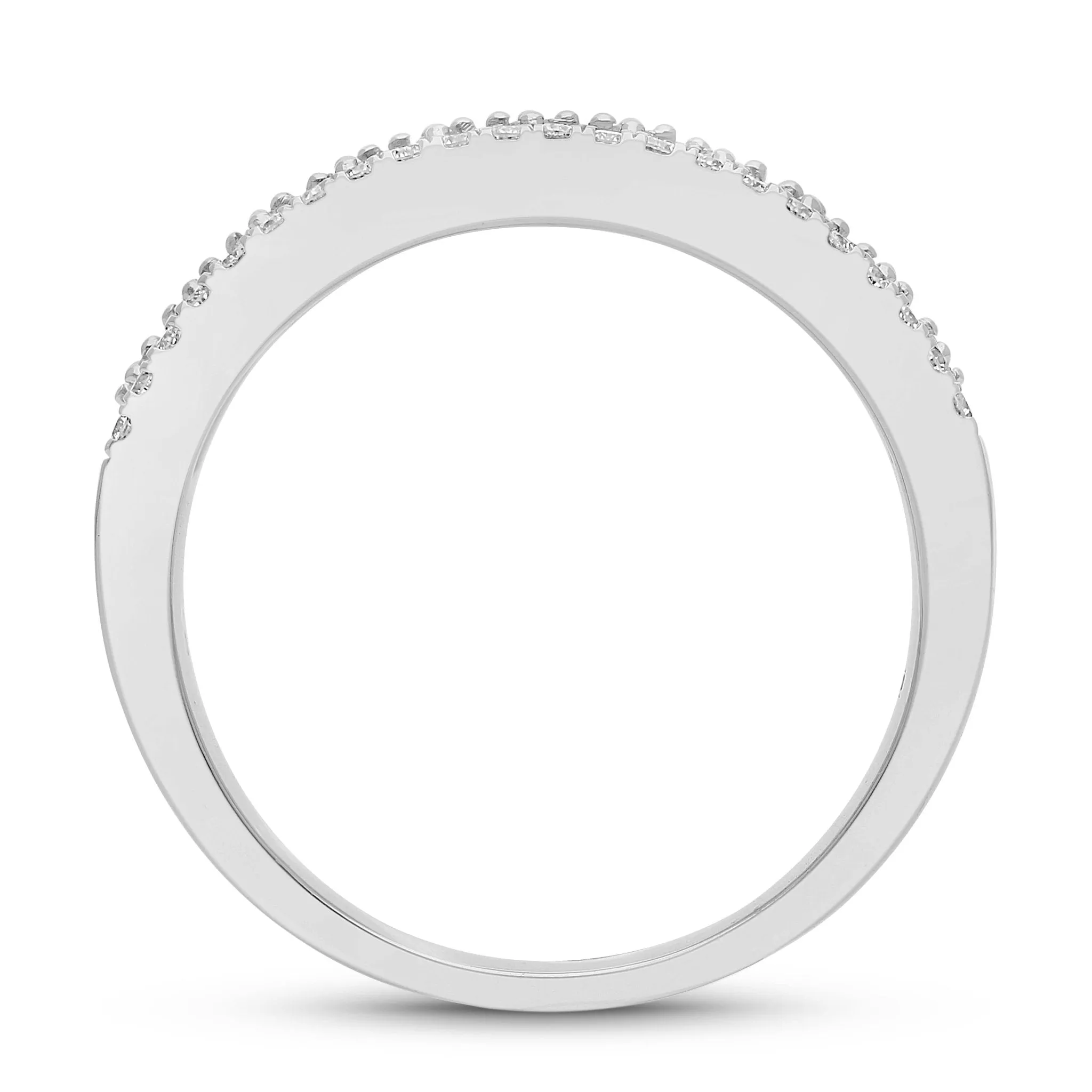 Emerald Round and Diamond Band Ring - WG