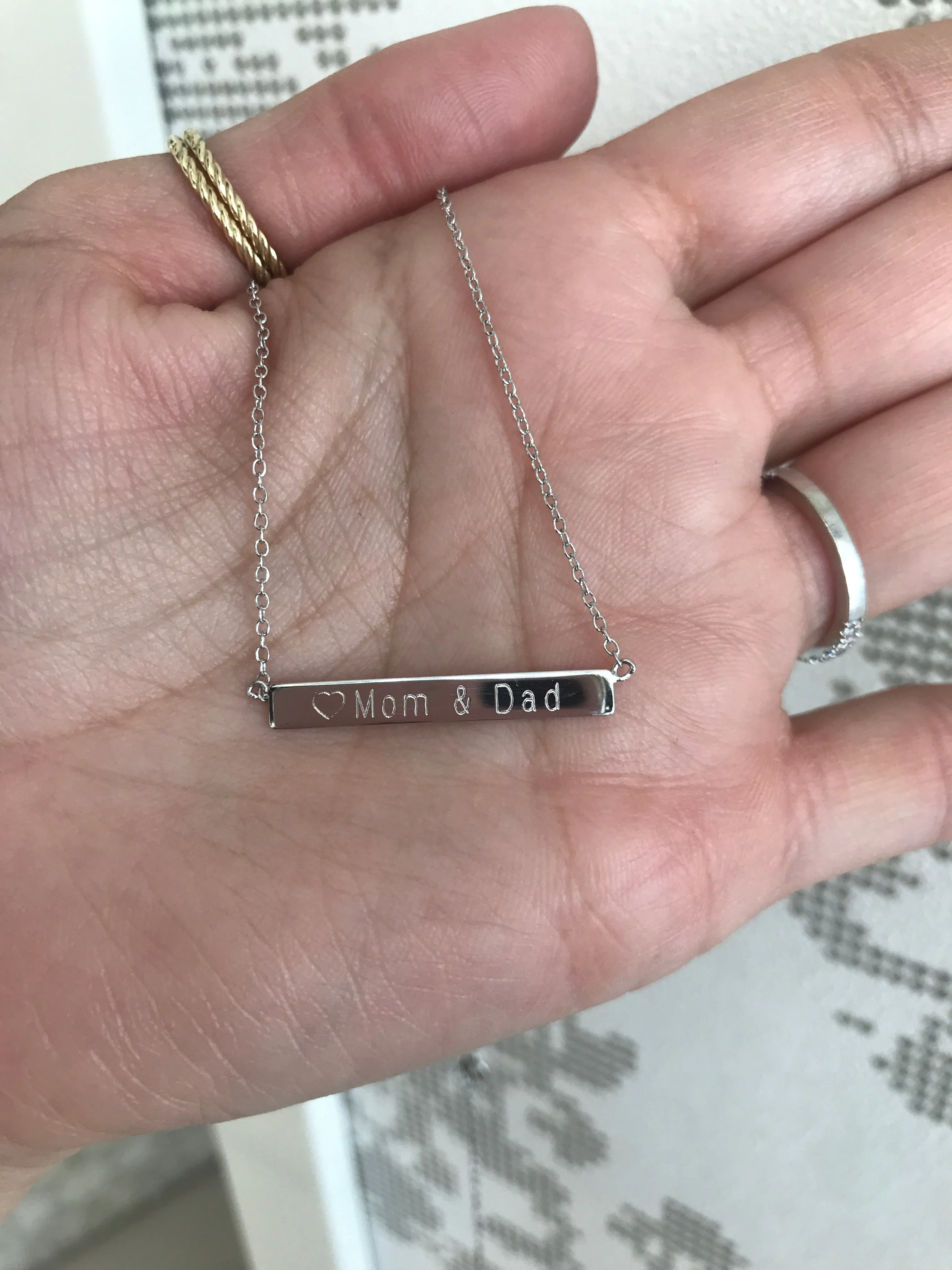 Engravable - 925/18k Vermeil Bar Necklace