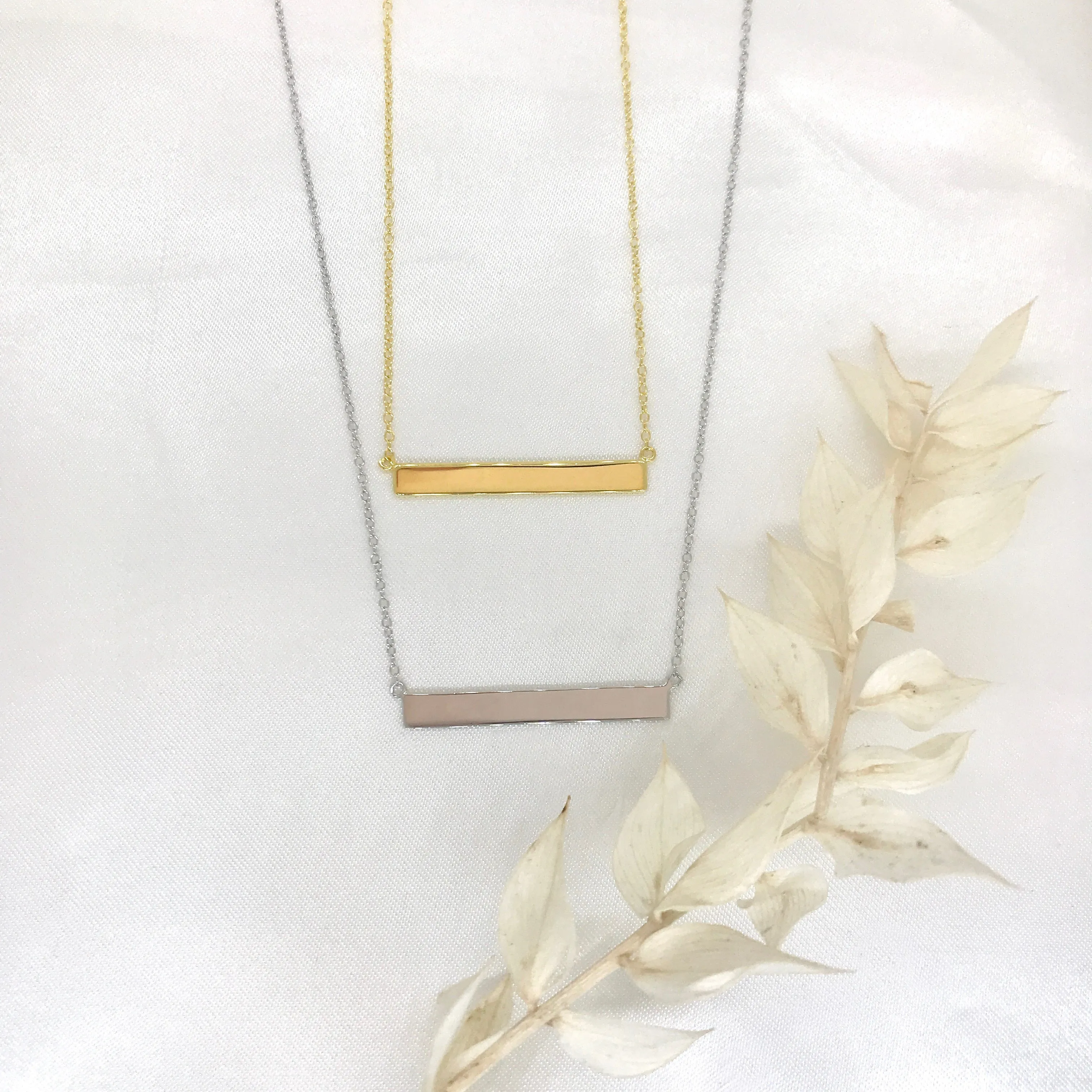 Engravable - 925/18k Vermeil Bar Necklace