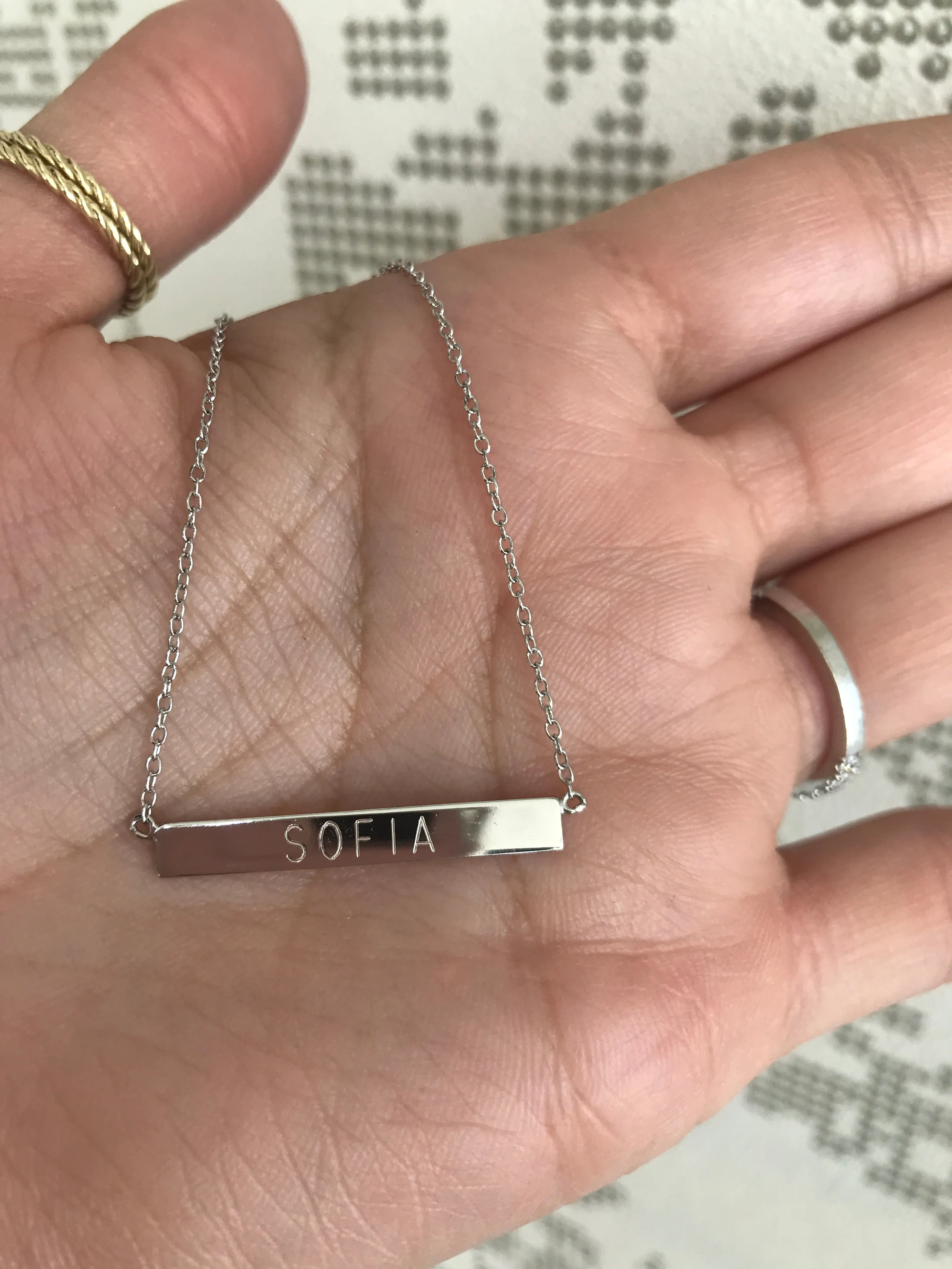 Engravable - 925/18k Vermeil Bar Necklace