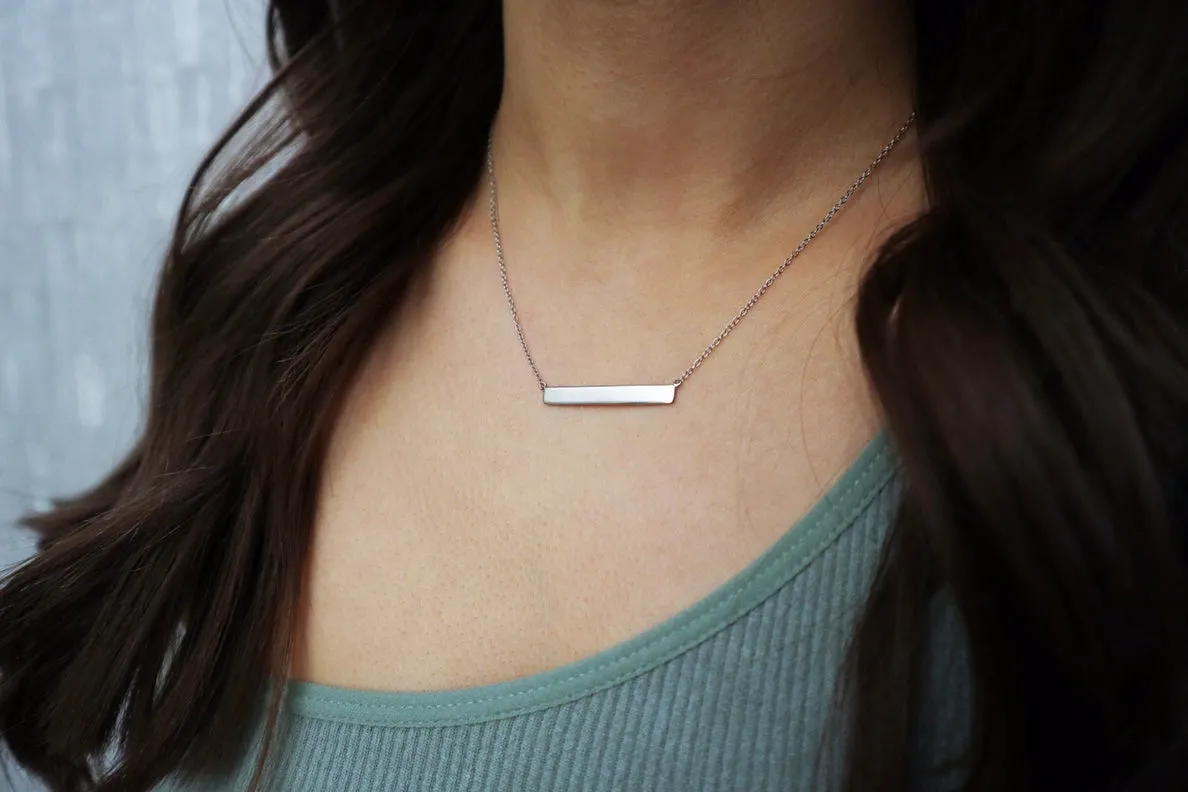 Engravable - 925/18k Vermeil Bar Necklace