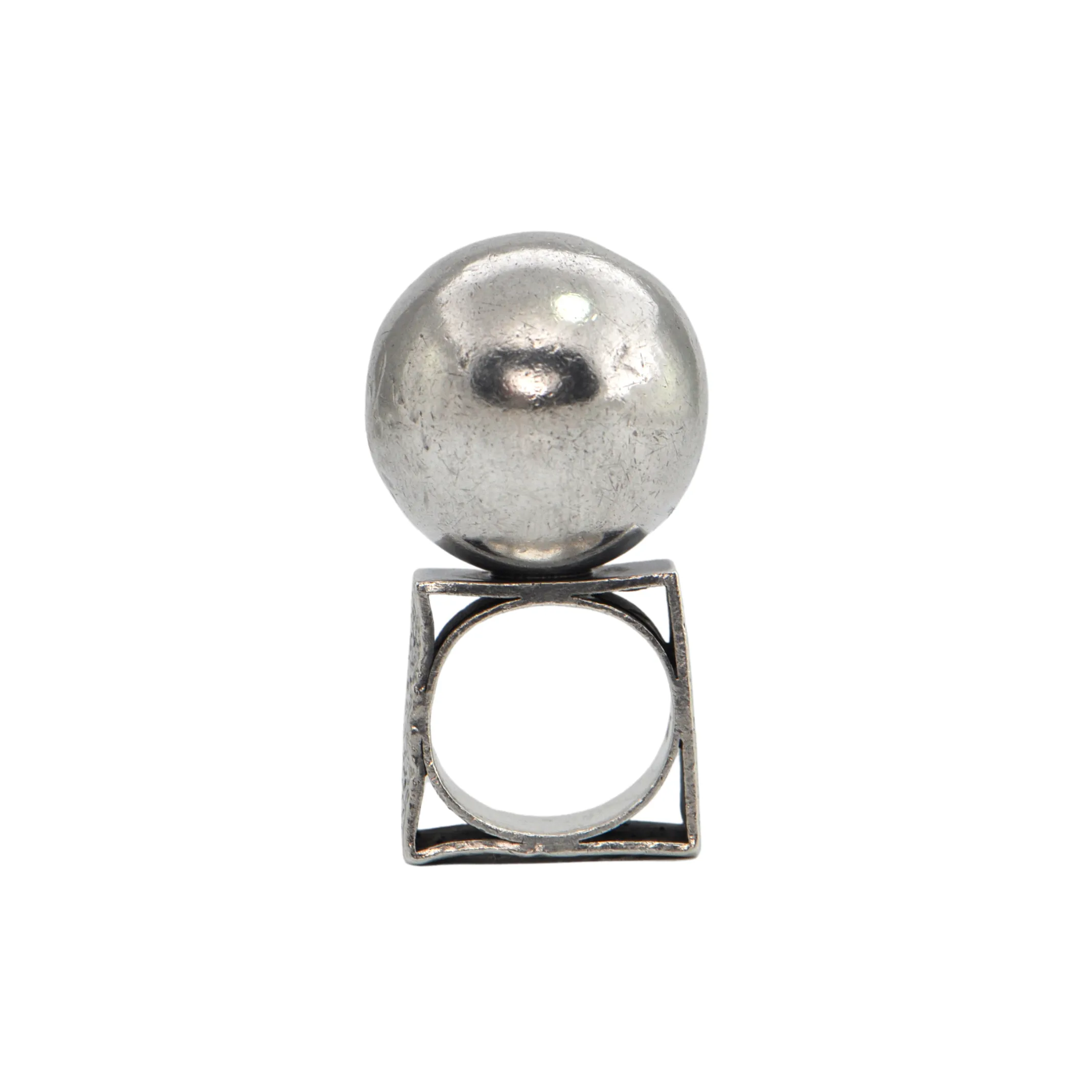 Estate Signed Walter Schluep Sterling Ball Ring