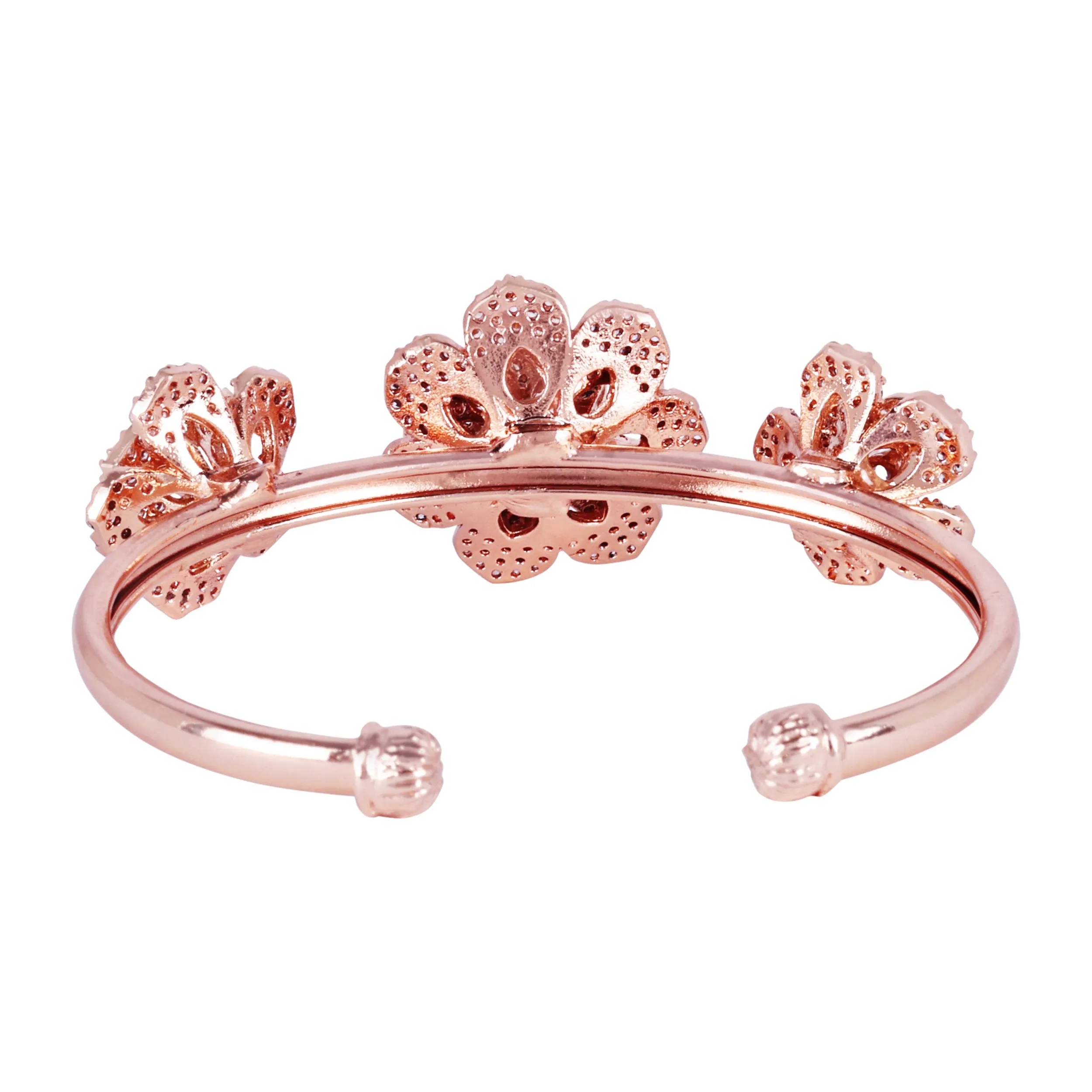 Estele Rose Collectiona??? Rosegold Plated Classic Rose Motif Cuff Bracelet: Timeless Floral Design for Womena??? Perfect Jewelry for Parties & Celebrations