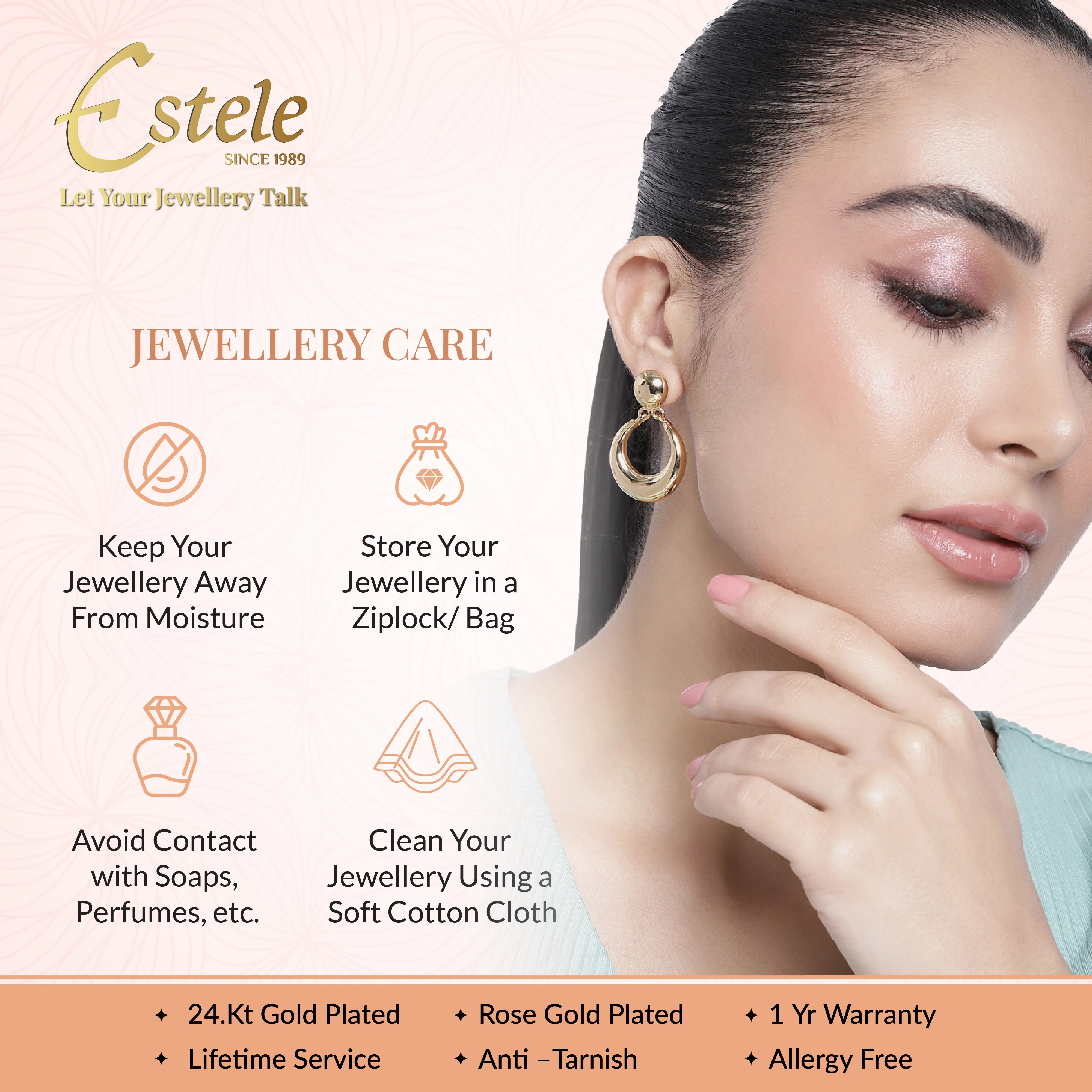 Estele Rosegold Plated Luxurious Square Designer Lightweight Cuff Kada Bracelet with Ruby American Diamonds for Women