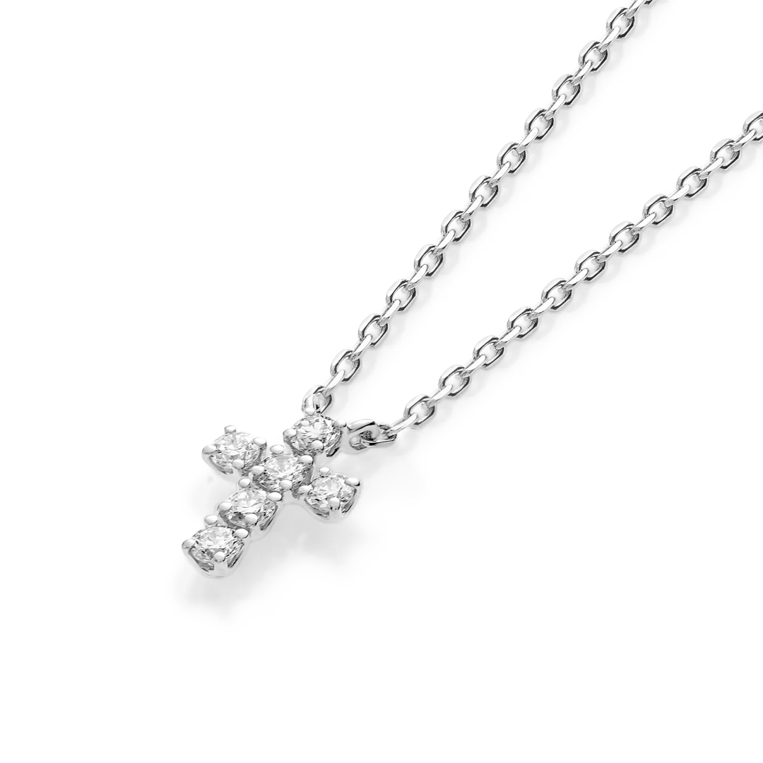 Extra Small Diamond Cross Pendant White Gold