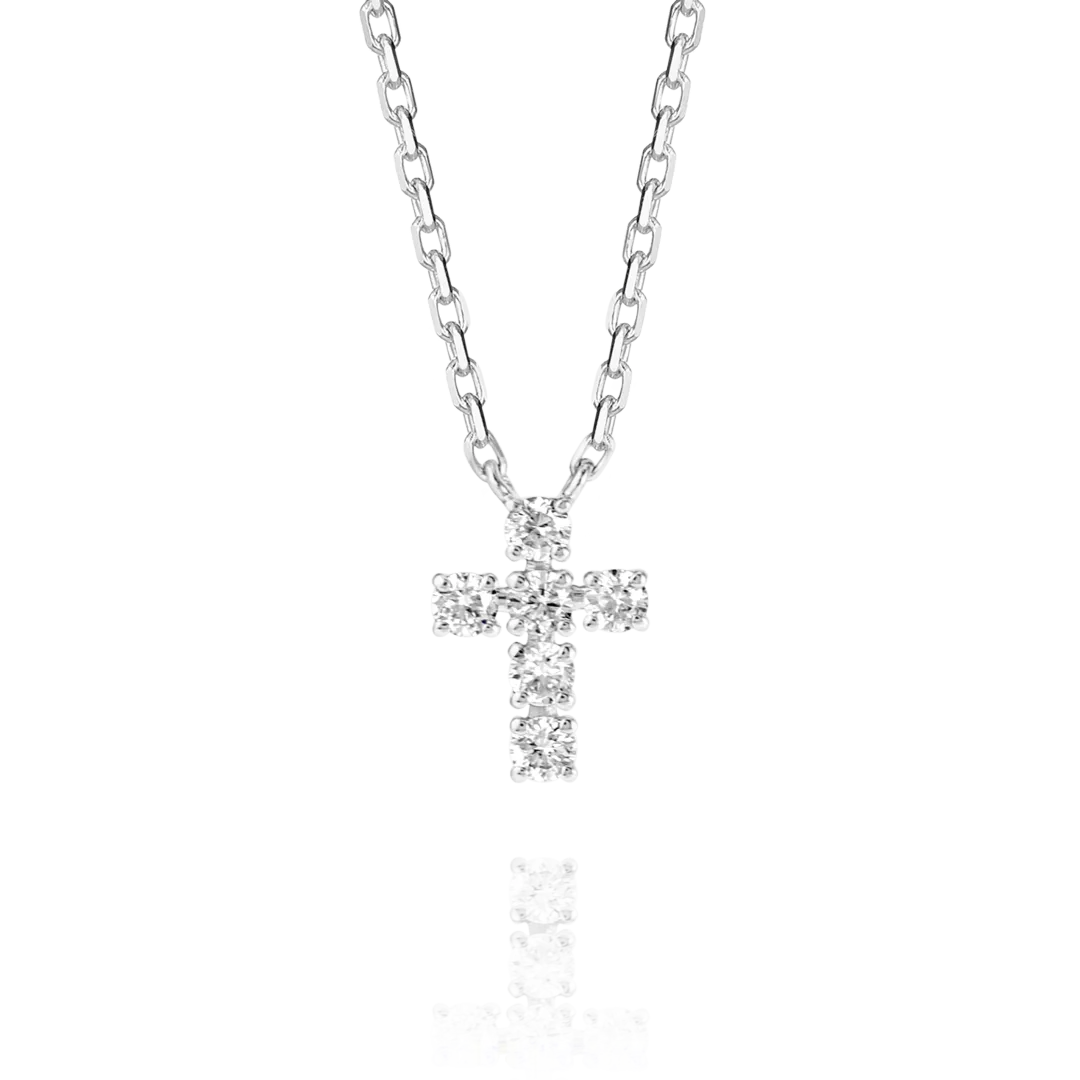 Extra Small Diamond Cross Pendant White Gold