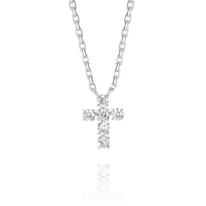 Extra Small Diamond Cross Pendant White Gold