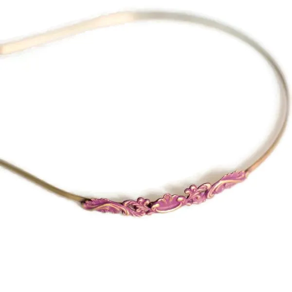 Fanciful Filigree Headband - Hand Painted Ornate Metal on Flexible Band