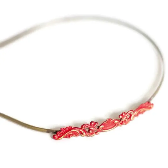 Fanciful Filigree Headband - Hand Painted Ornate Metal on Flexible Band