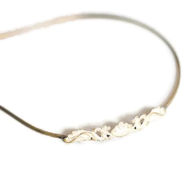 Fanciful Filigree Headband - Hand Painted Ornate Metal on Flexible Band
