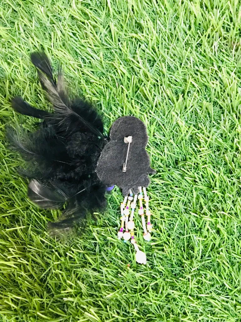 Flamingo Black Feather Brooch