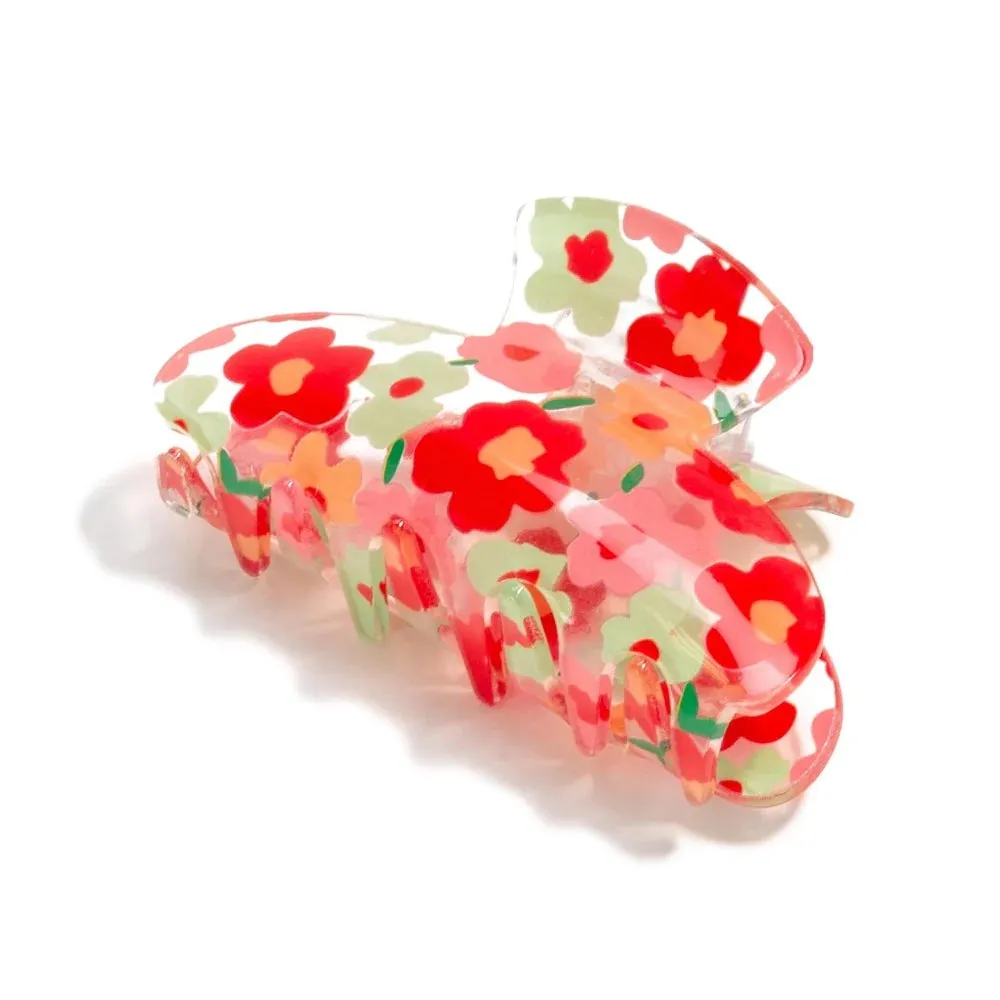 Flower Printed Claw Clips