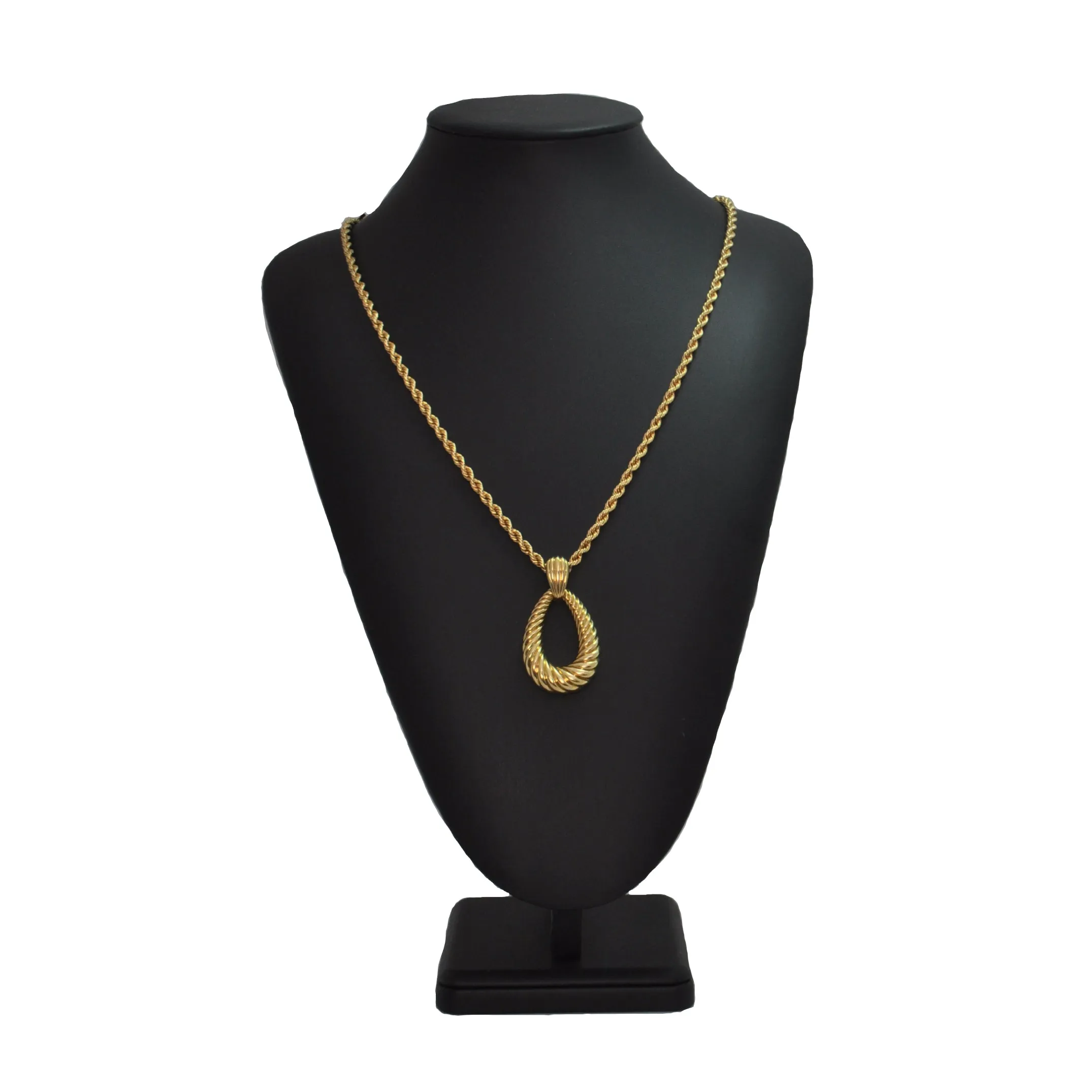 French 18k Yellow Gold Rope Chain Necklace