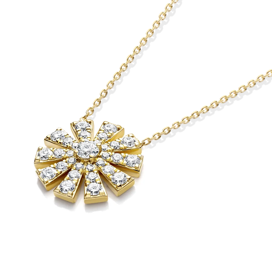 Full Sunrise Diamond Pendant Yellow Gold