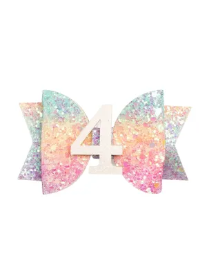 Glitter 4th Birthday Hair Clip