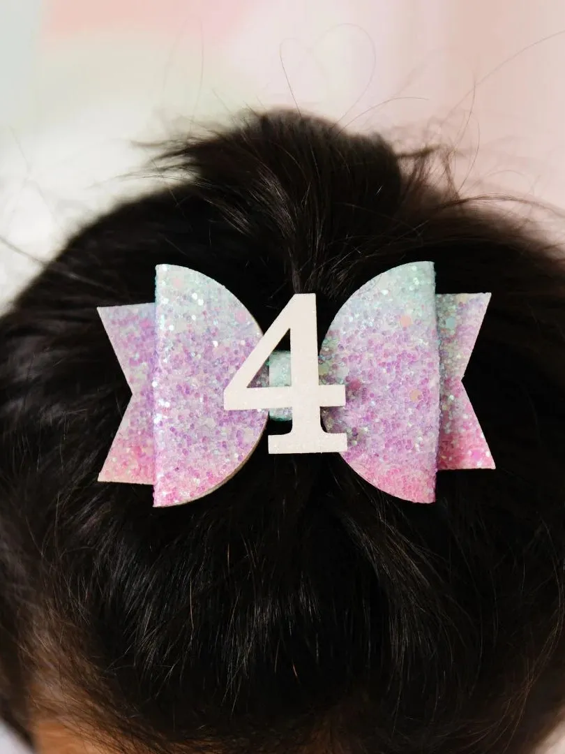 Glitter 4th Birthday Hair Clip