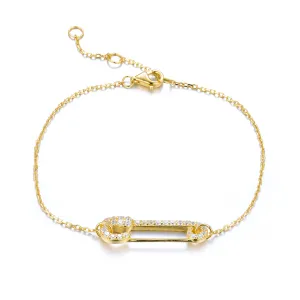 Gold bracelet 18k yellow gold assembled with zirconium oxide