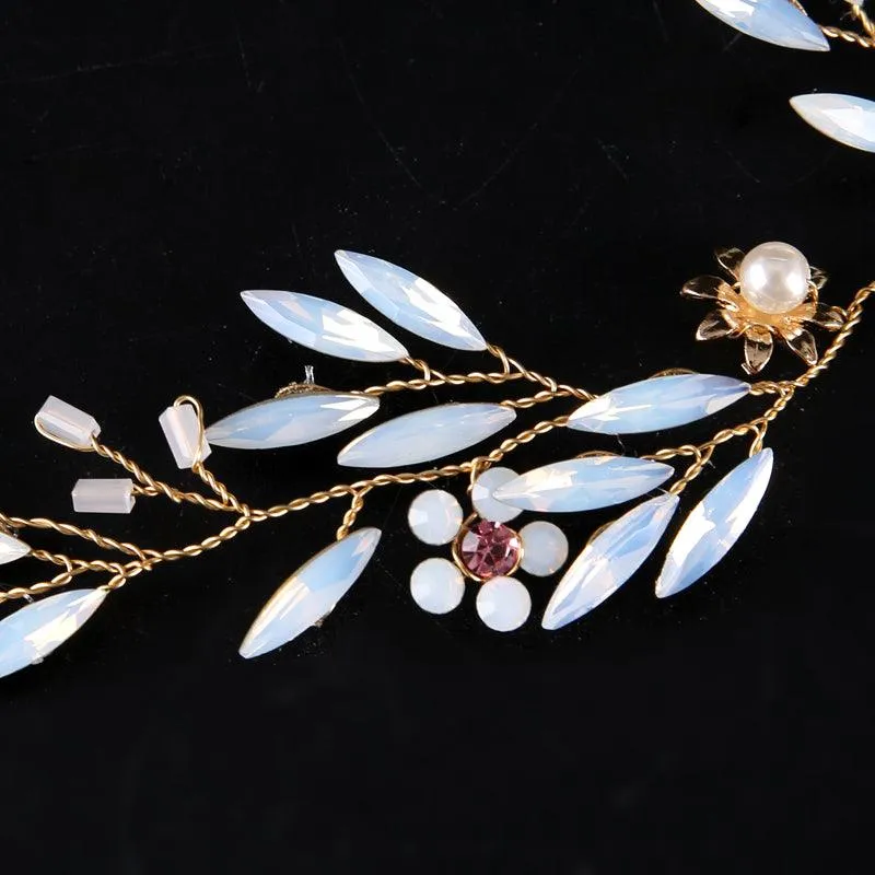 Gold Crystal Wedding Headband For Bride Hair