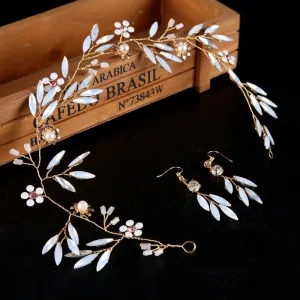 Gold Crystal Wedding Headband For Bride Hair