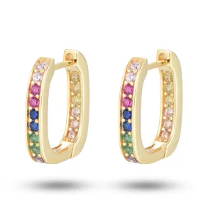 Gold-plated earrings 18k yellow gold assembled with colored zirconium oxide